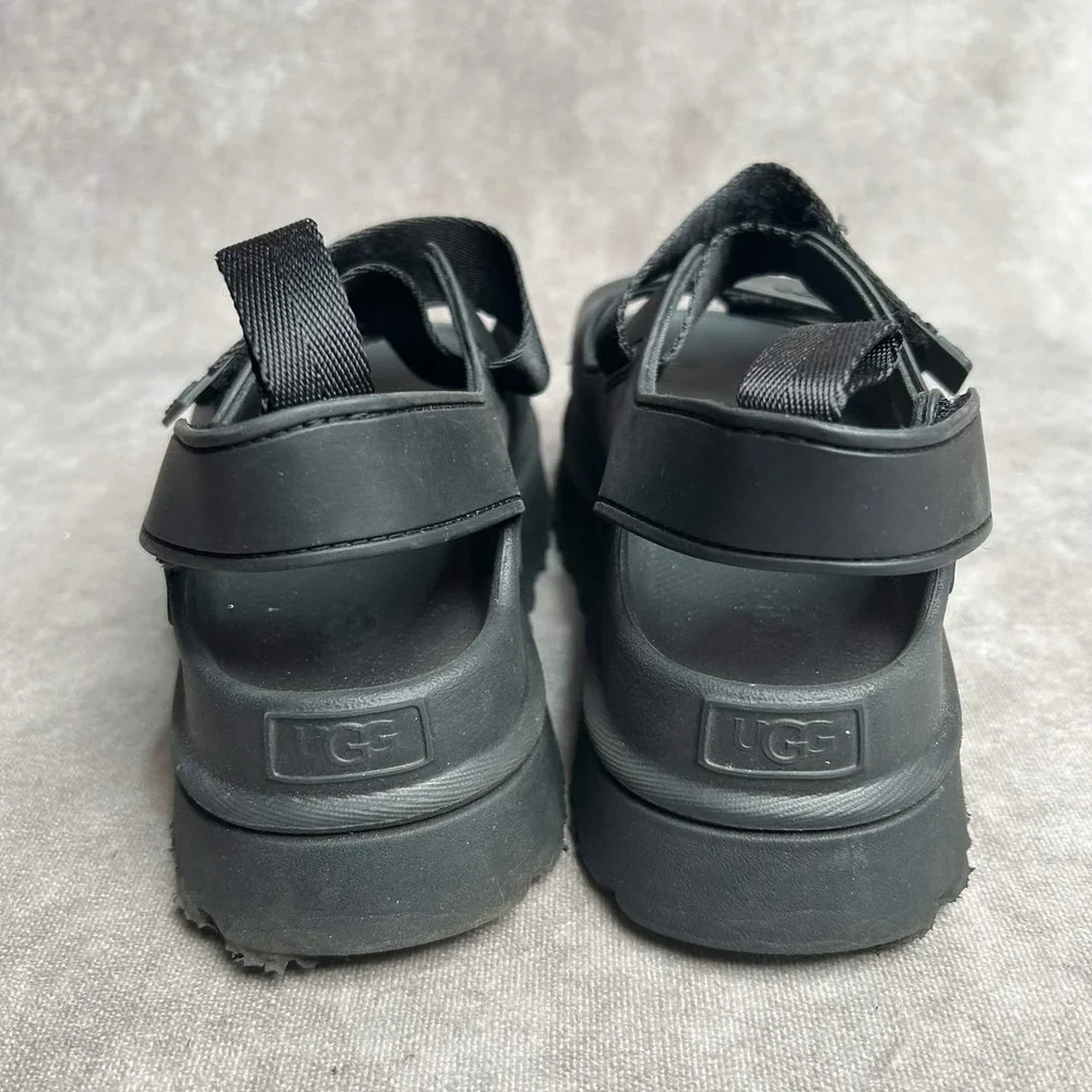 UGG GoldenGlow Black Platform Sandals Water Friendly Chunky Strappy 1152685